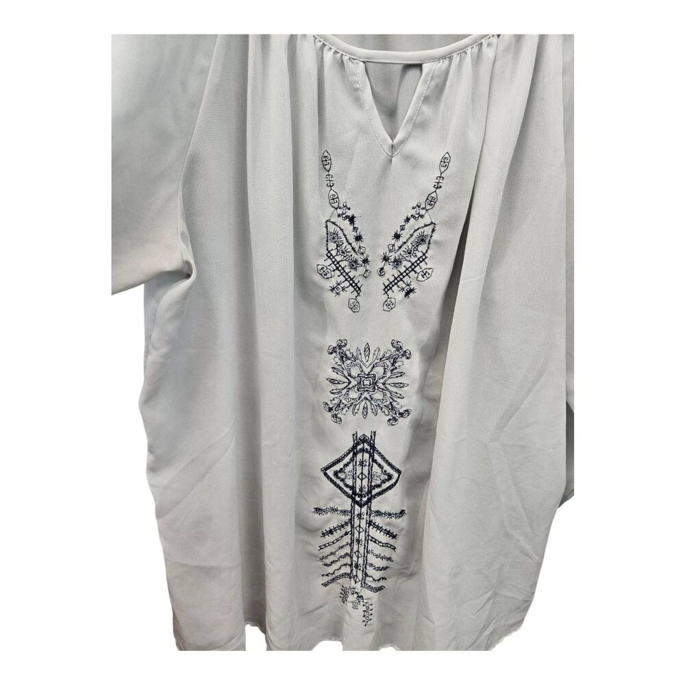 New Glory Sheer Embroidered Peasant Top Womens 2X - Picture 3 of 7